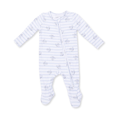 Airplane Stripe - 2 Way Zipper Footie