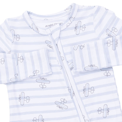Airplane Stripe - 2 Way Zipper Footie