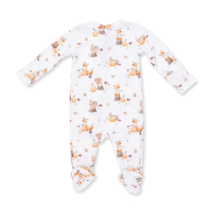 Woodland Animals with Pumpkins - 2 Way Zipper Footie