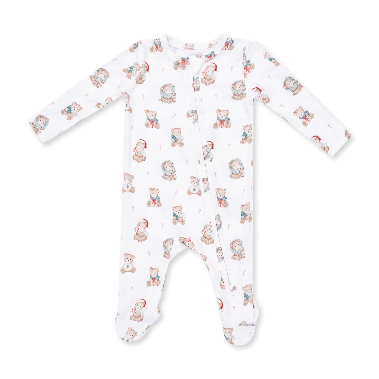 Christmas Teddy Bears Uni - 2 Way Zipper Footie
