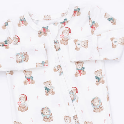 Christmas Teddy Bears Uni - 2 Way Zipper Footie