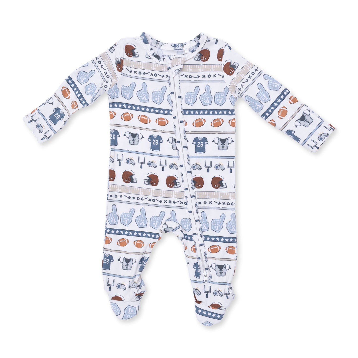 Football Stripe - 2 Way Zipper Footie