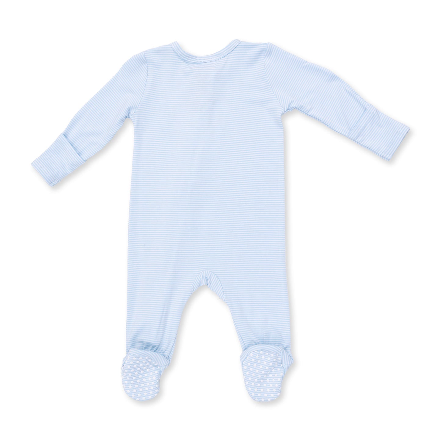 Football Blue Micro Stripe - 2 Way Zipper Footie