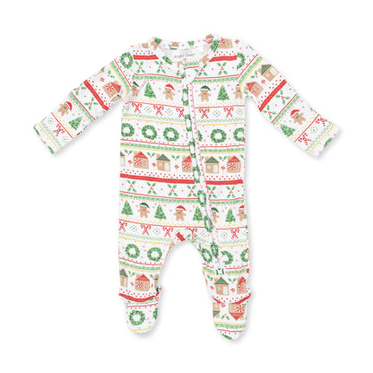 Gingerbread Fair Isle Uni - 2 Way Zipper Footie