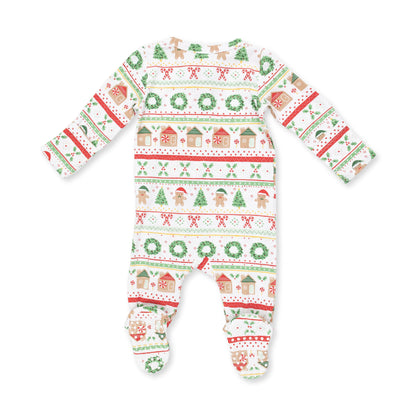Gingerbread Fair Isle Uni - 2 Way Zipper Footie