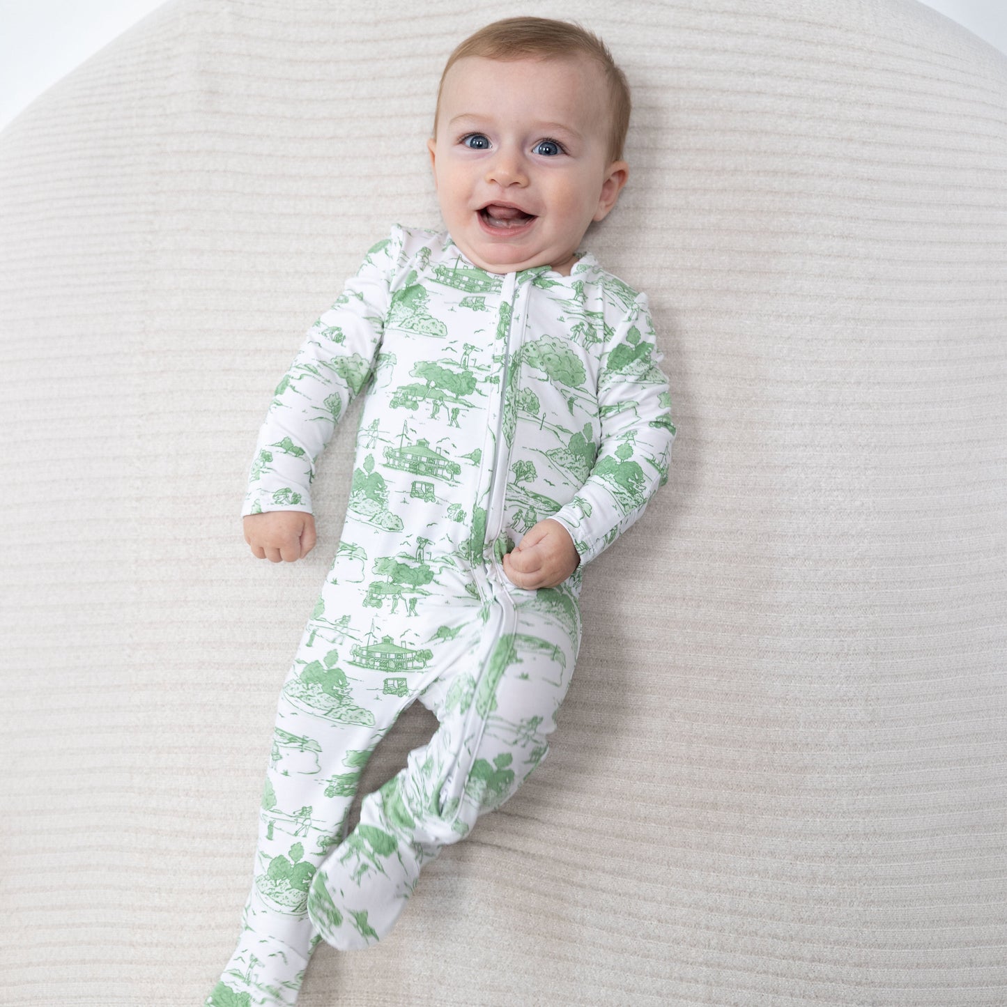 Golf Toile Green - 2 Way Zipper Footie