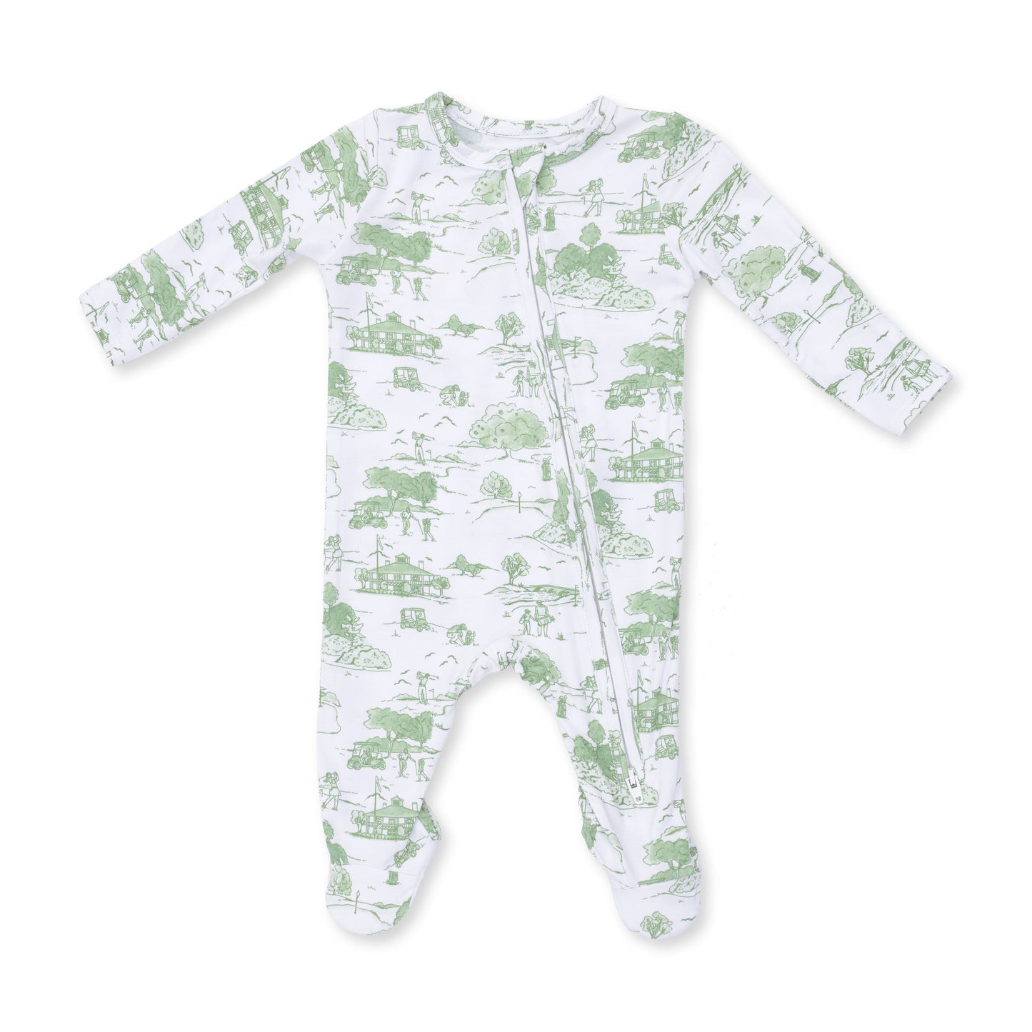 Golf Toile Green - 2 Way Zipper Footie