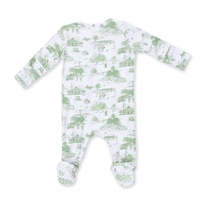 Golf Toile Green - 2 Way Zipper Footie