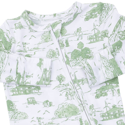 Golf Toile Green - 2 Way Zipper Footie