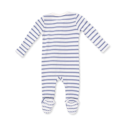 Vintage Stripe Blue - 2 Way Zipper Footie