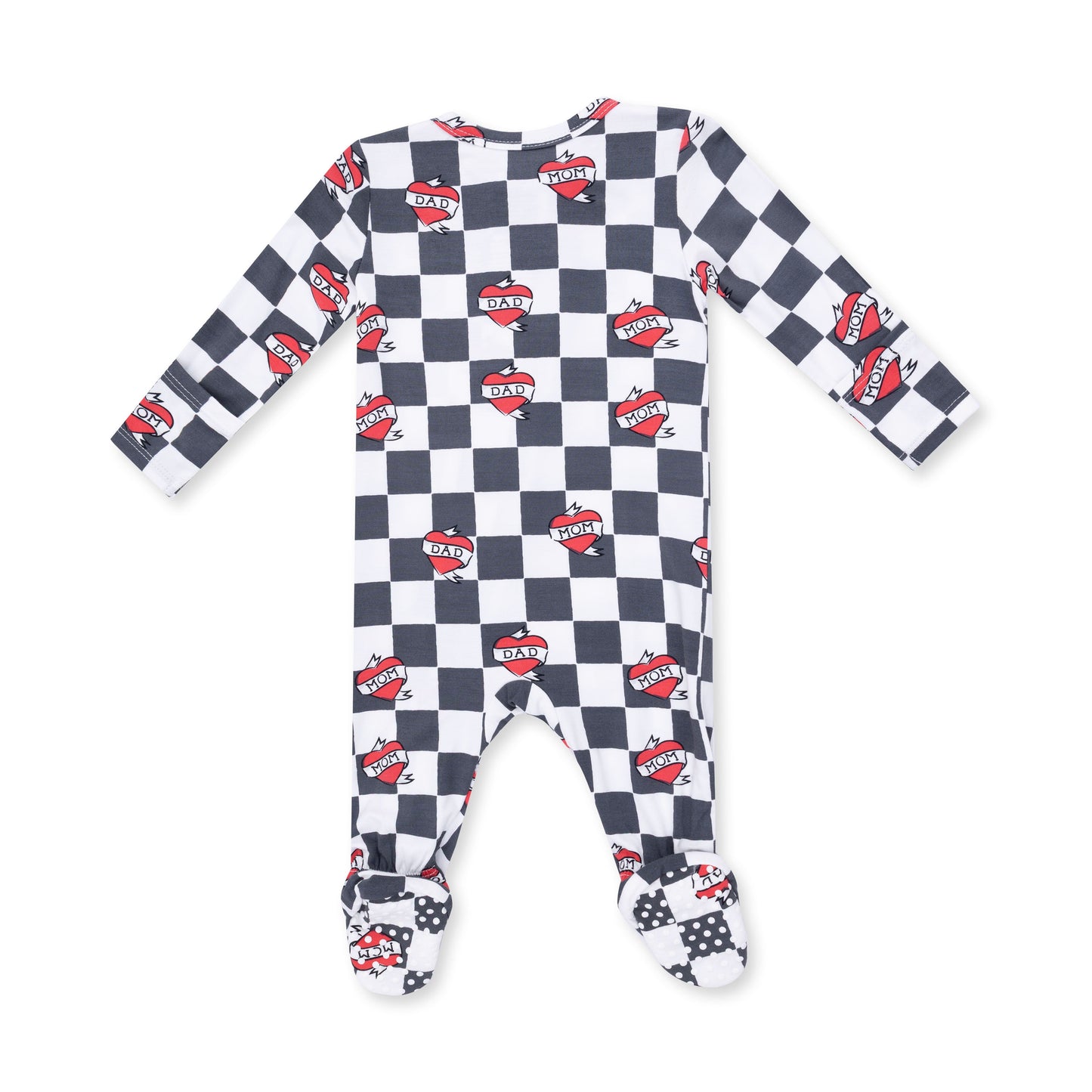Heart Tattoo Check Black - 2 Way Zipper Footie