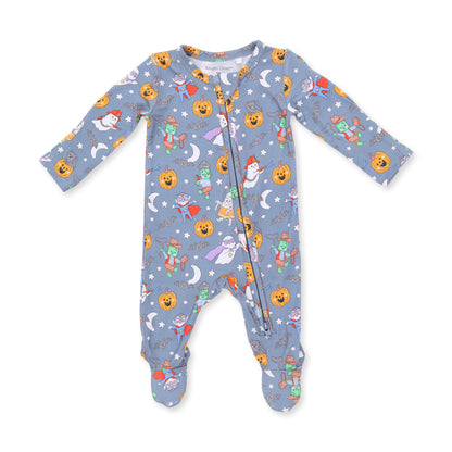 Halloween Monster Dress Up Blue - 2 Way Zipper Footie