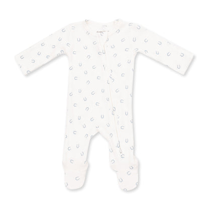 Little Horseshoes Blue - 2 Way Zipper Footie