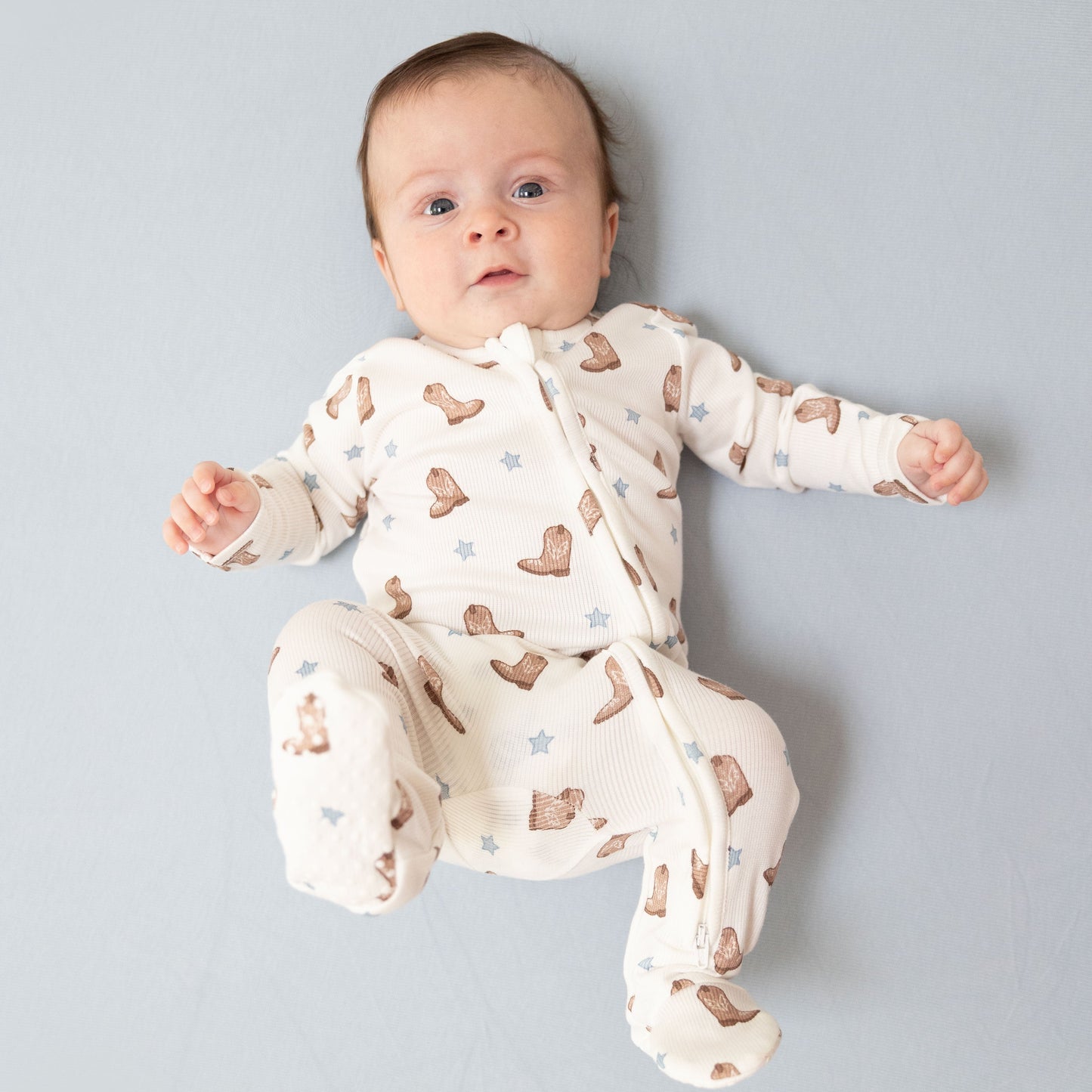 Mini Cowboy Boots - 2 Way Zipper Footie