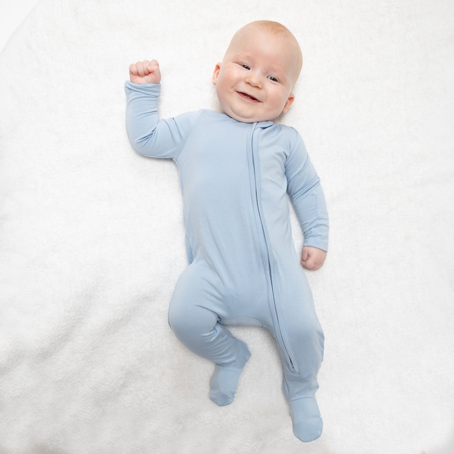 Solid Blue Fog - 2 Way Zipper Footie