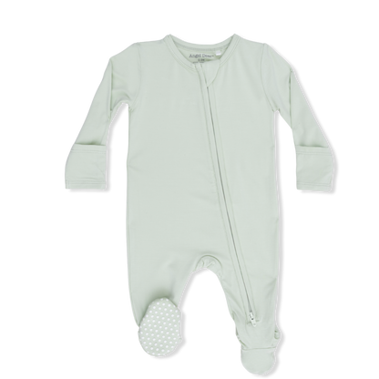 Solid Milky Green - 2 Way Zipper Footie