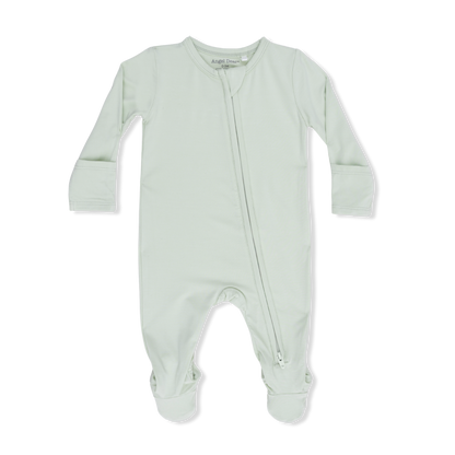 Solid Milky Green - 2 Way Zipper Footie