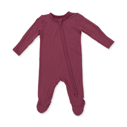 Solid Oxblood Red - 2 Way Zipper Footie
