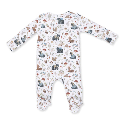 Southern Woodland Animals Green - 2 Way Zipper Footie