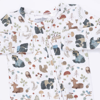 Southern Woodland Animals Green - 2 Way Zipper Footie