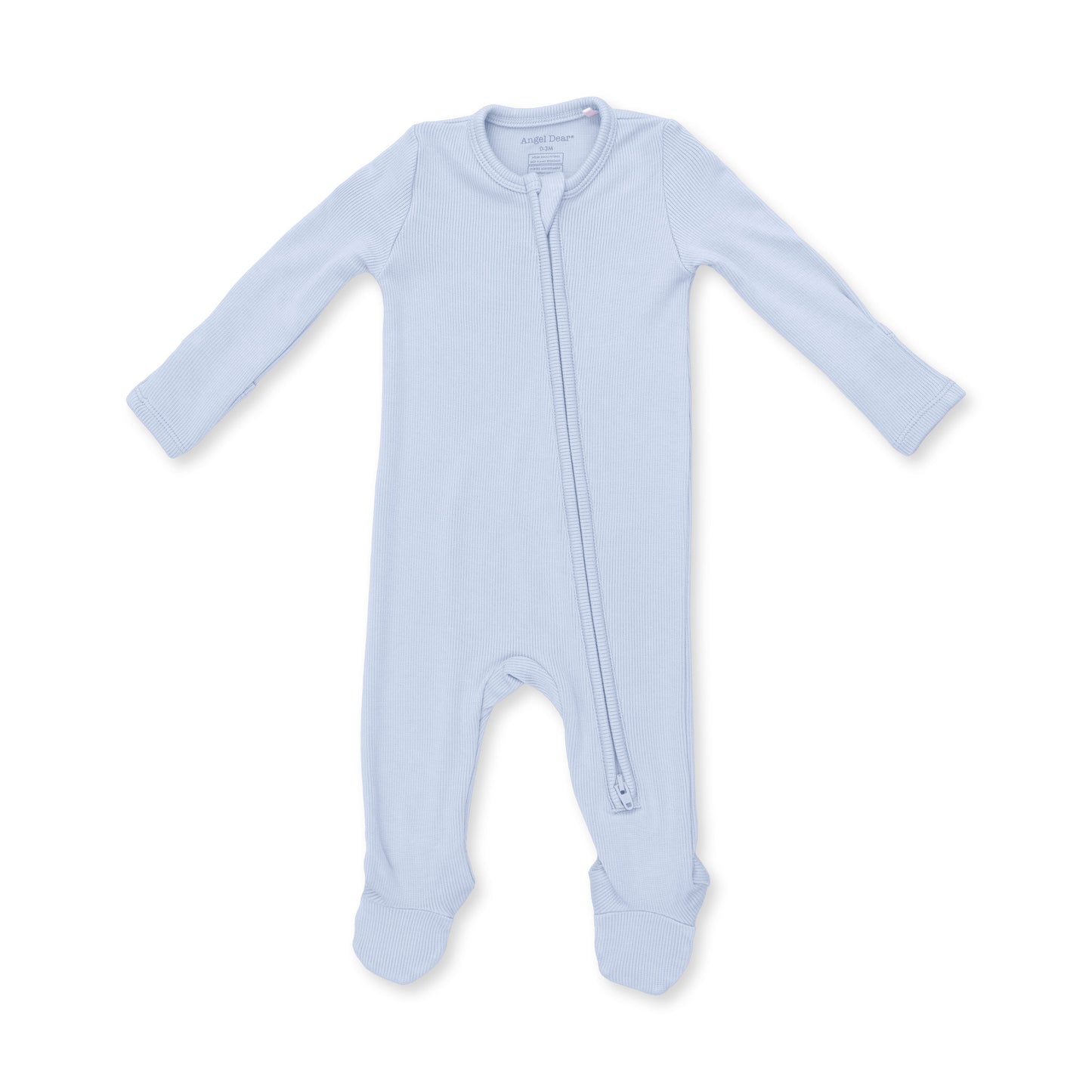Solid Sheer Blue Rib - 2 Way Zipper Footie