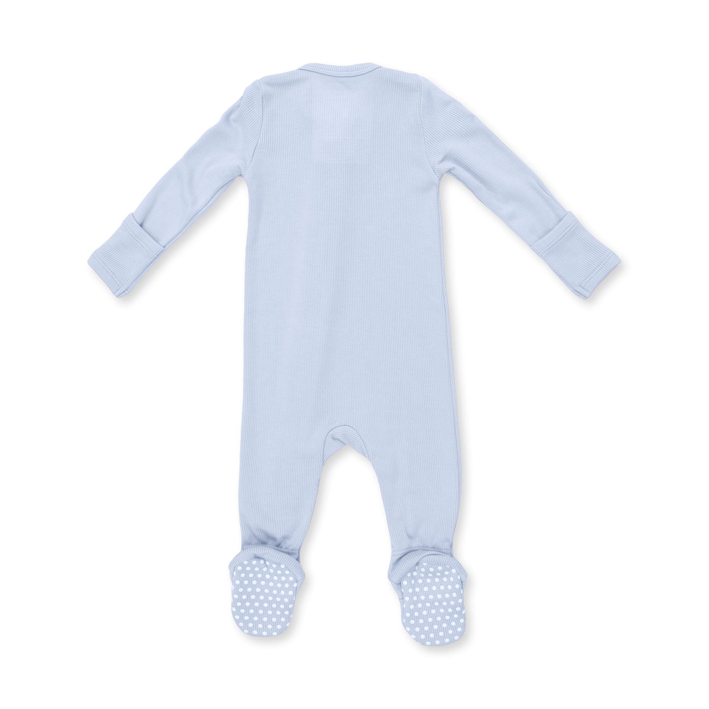 Solid Sheer Blue Rib - 2 Way Zipper Footie