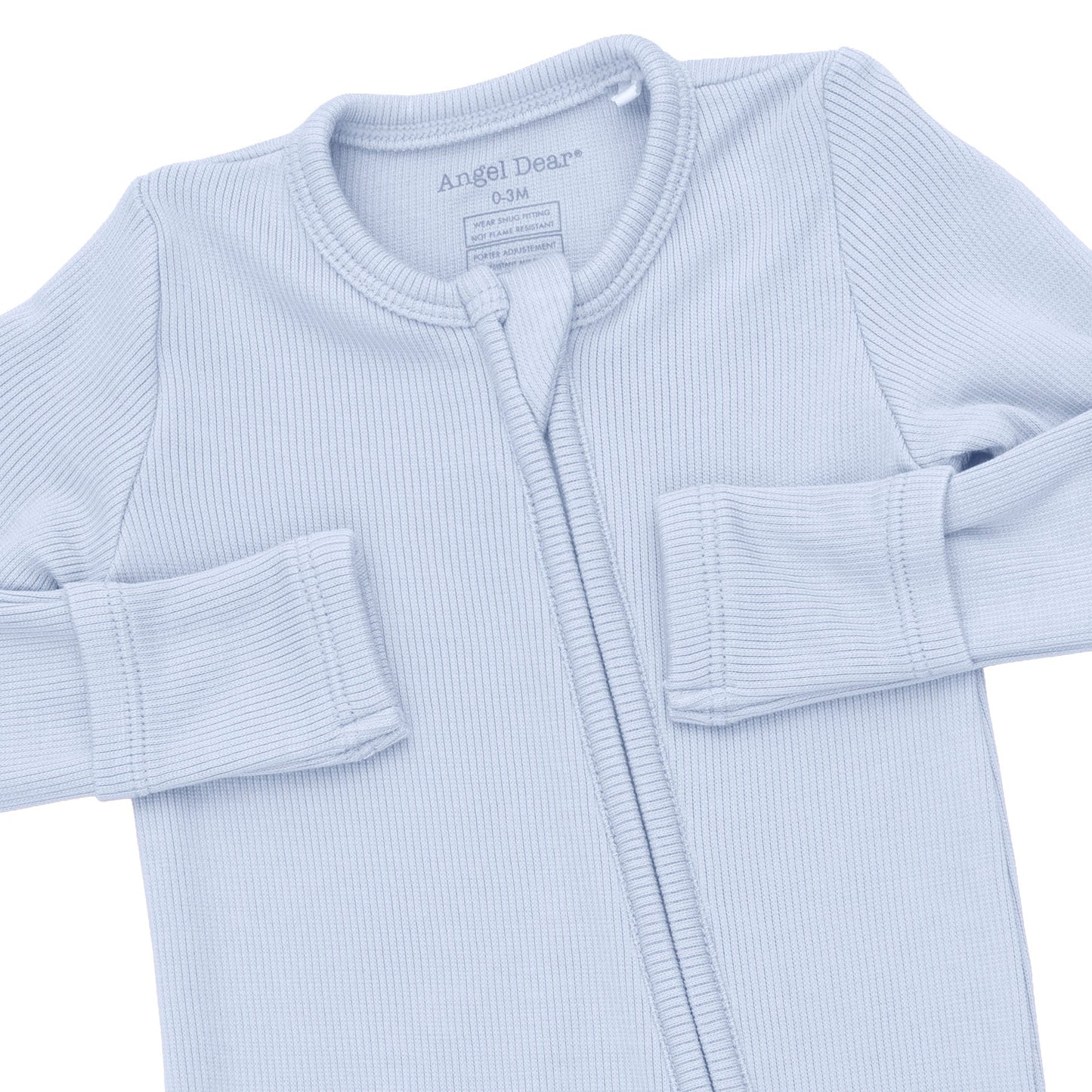 Solid Sheer Blue Rib - 2 Way Zipper Footie