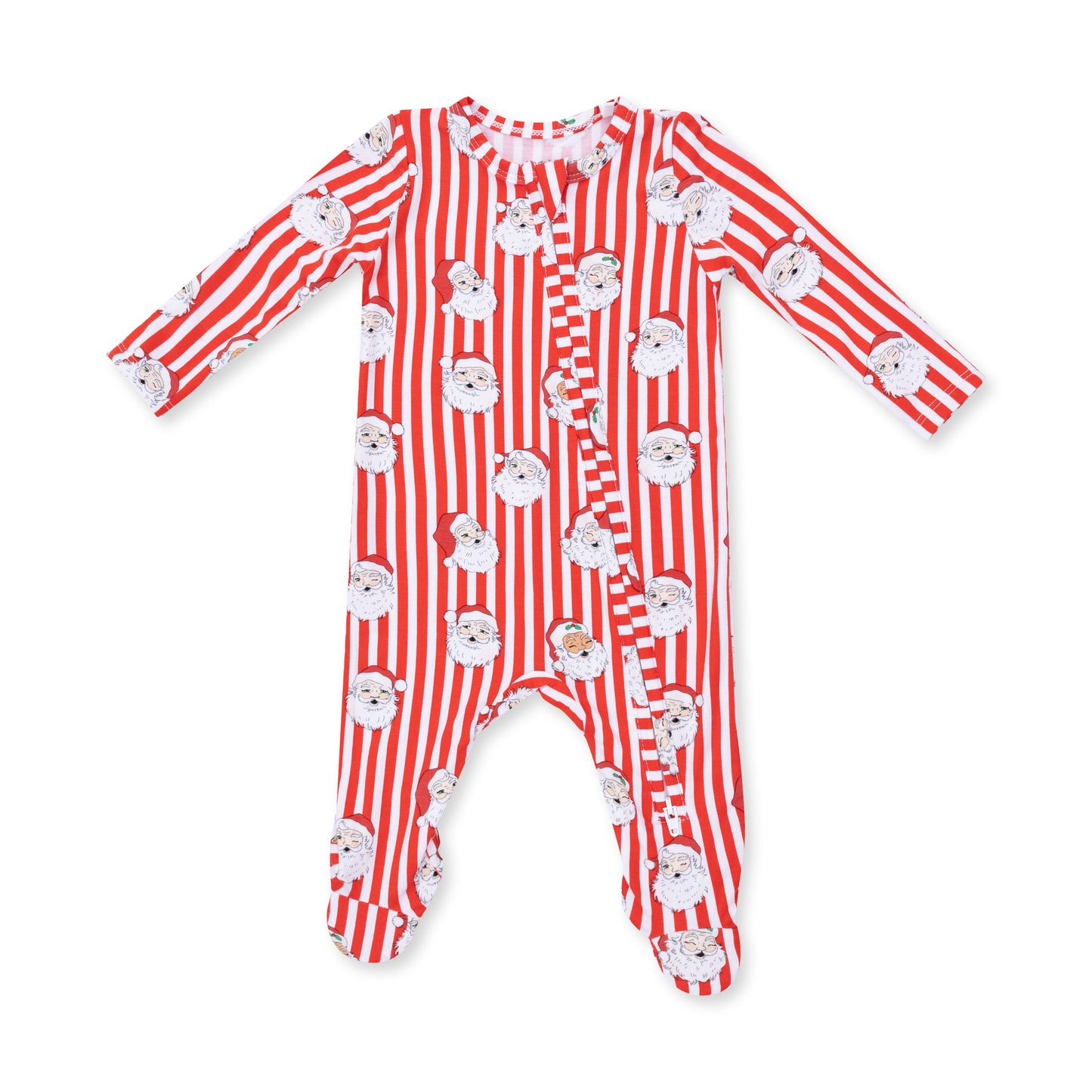 Vintage Santa Stripe - 2 Way Zipper Footie