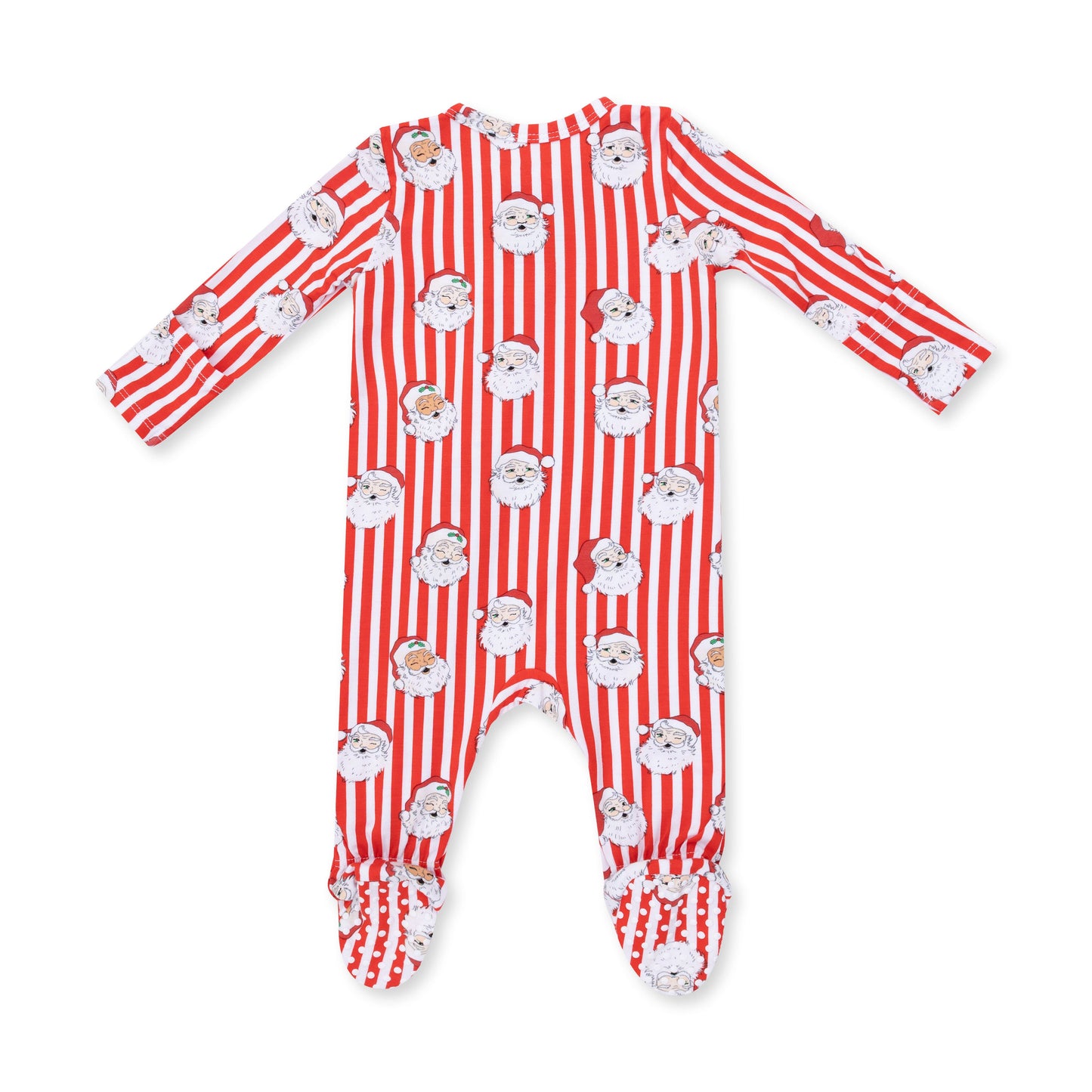 Vintage Santa Stripe - 2 Way Zipper Footie