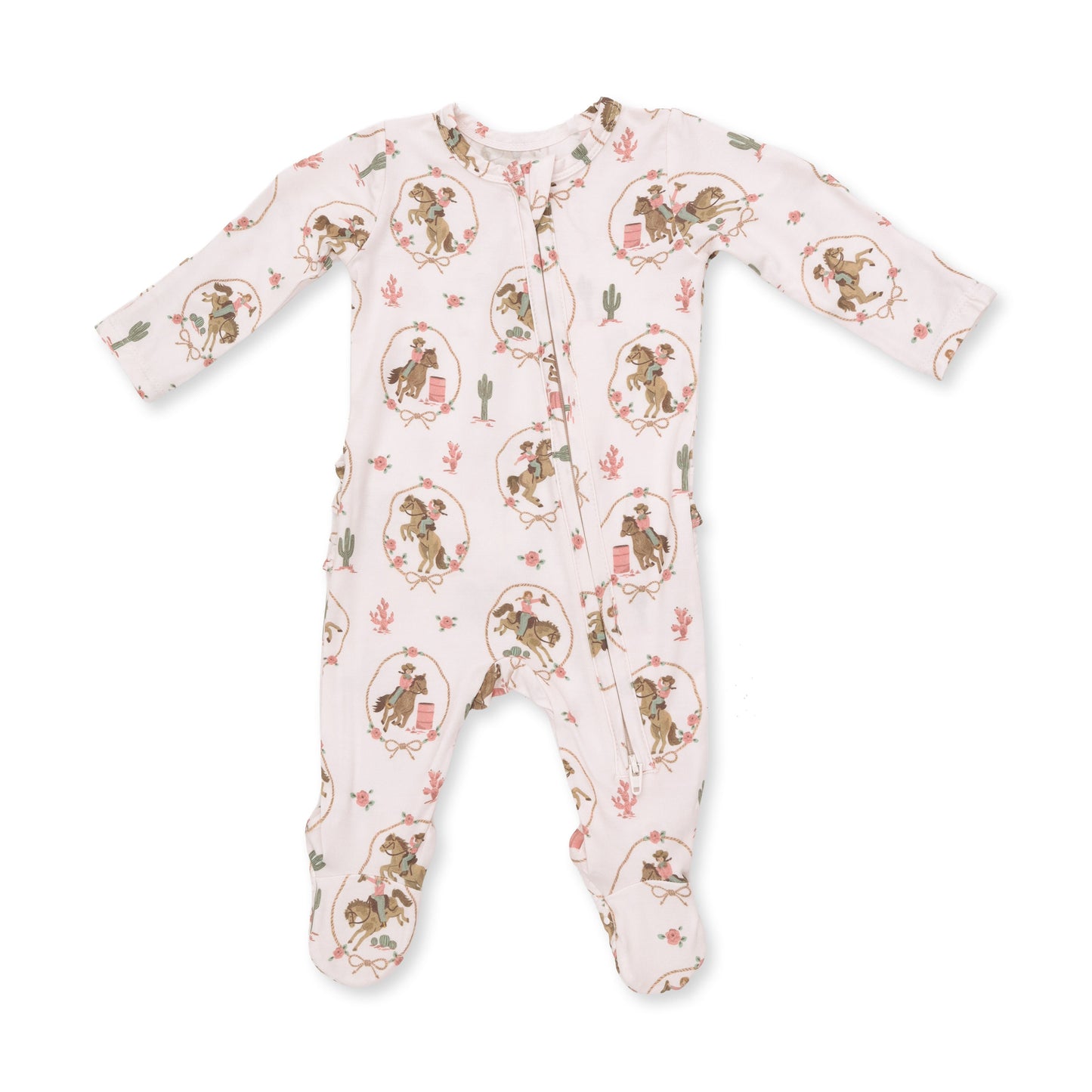 Cowgirl Cameos - 2 Way Ruffle Back Zipper Footie