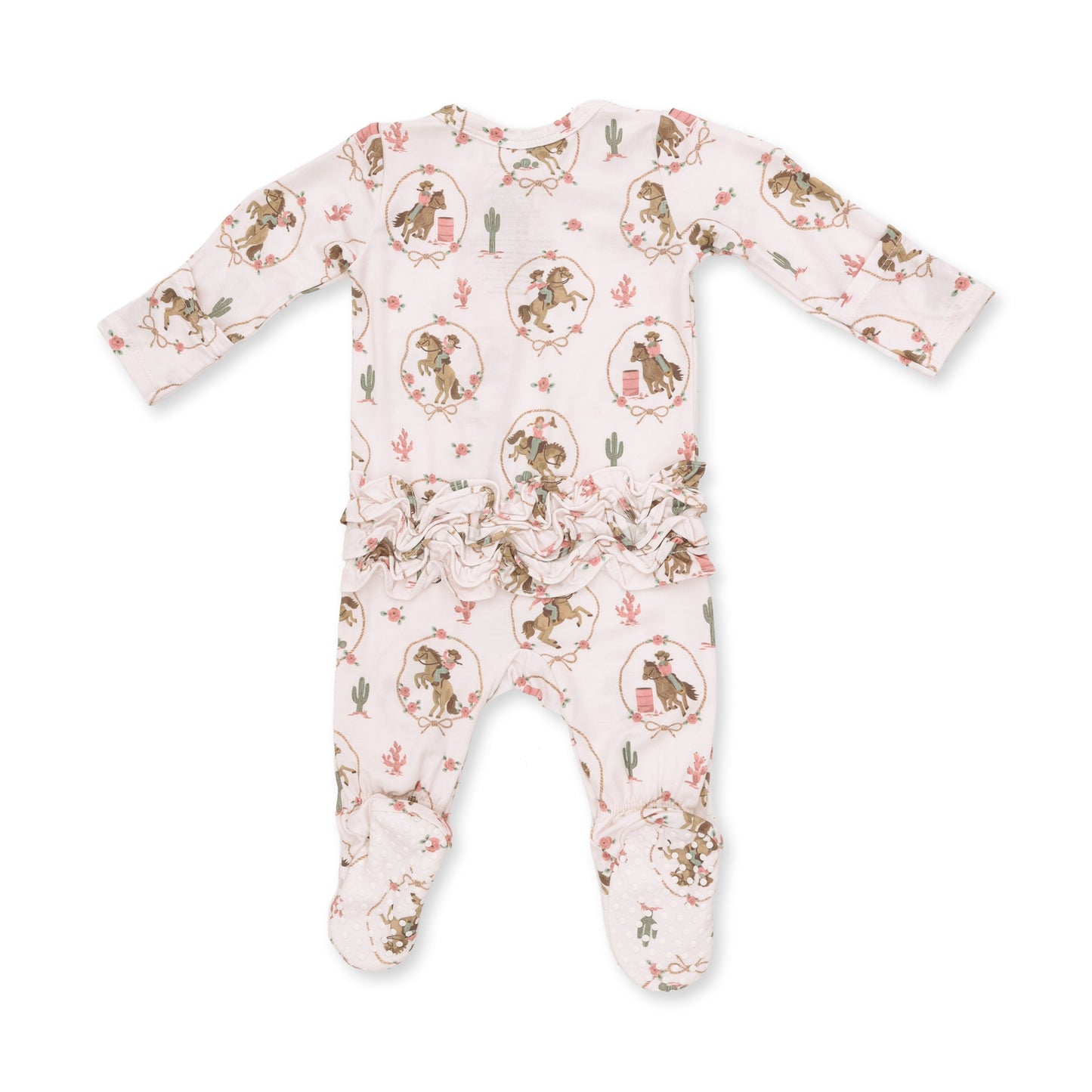 Cowgirl Cameos - 2 Way Ruffle Back Zipper Footie