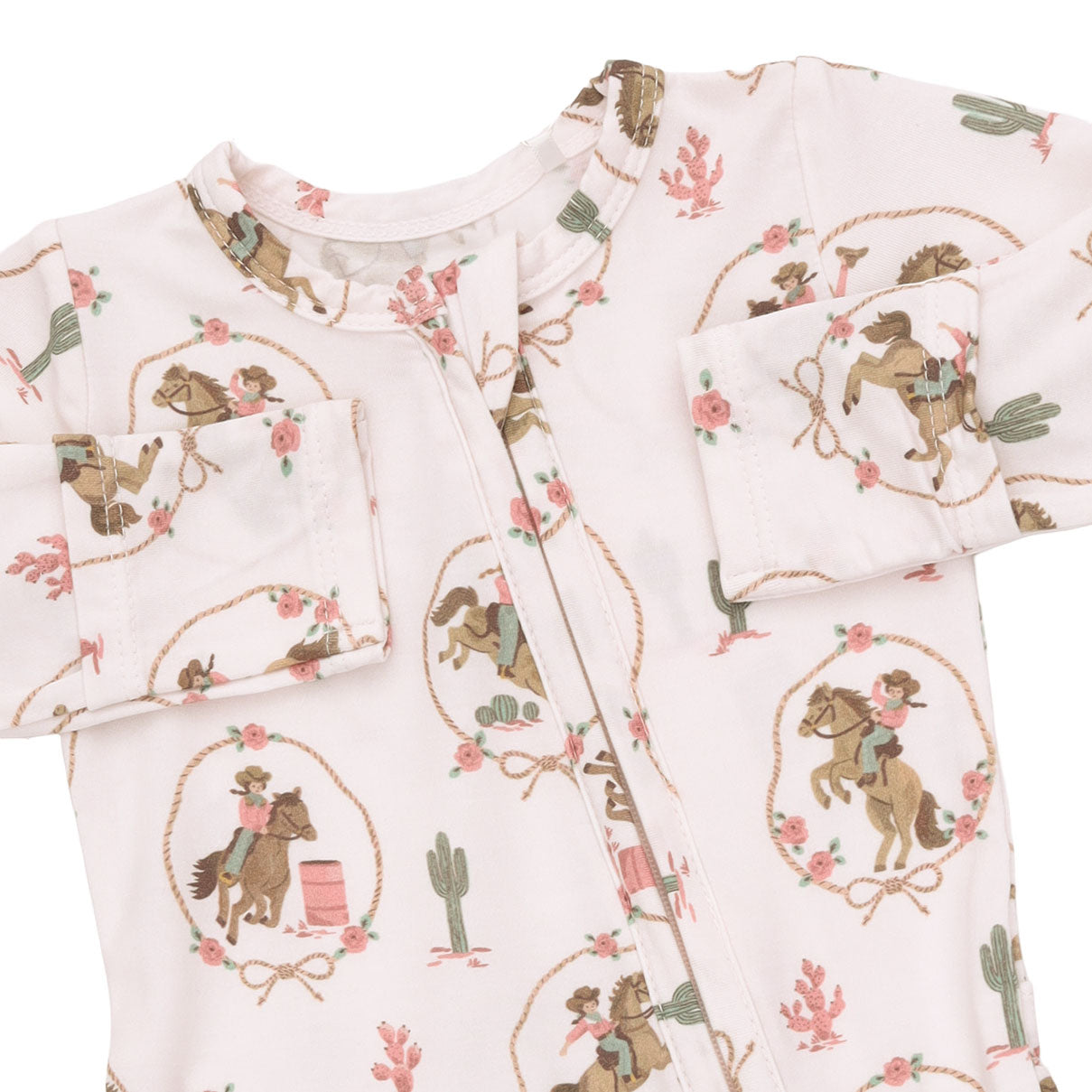 Cowgirl Cameos - 2 Way Ruffle Back Zipper Footie