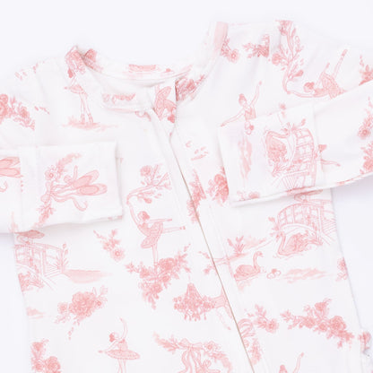 Ballet Toile - 2 Way Ruffle Back Zipper Footie