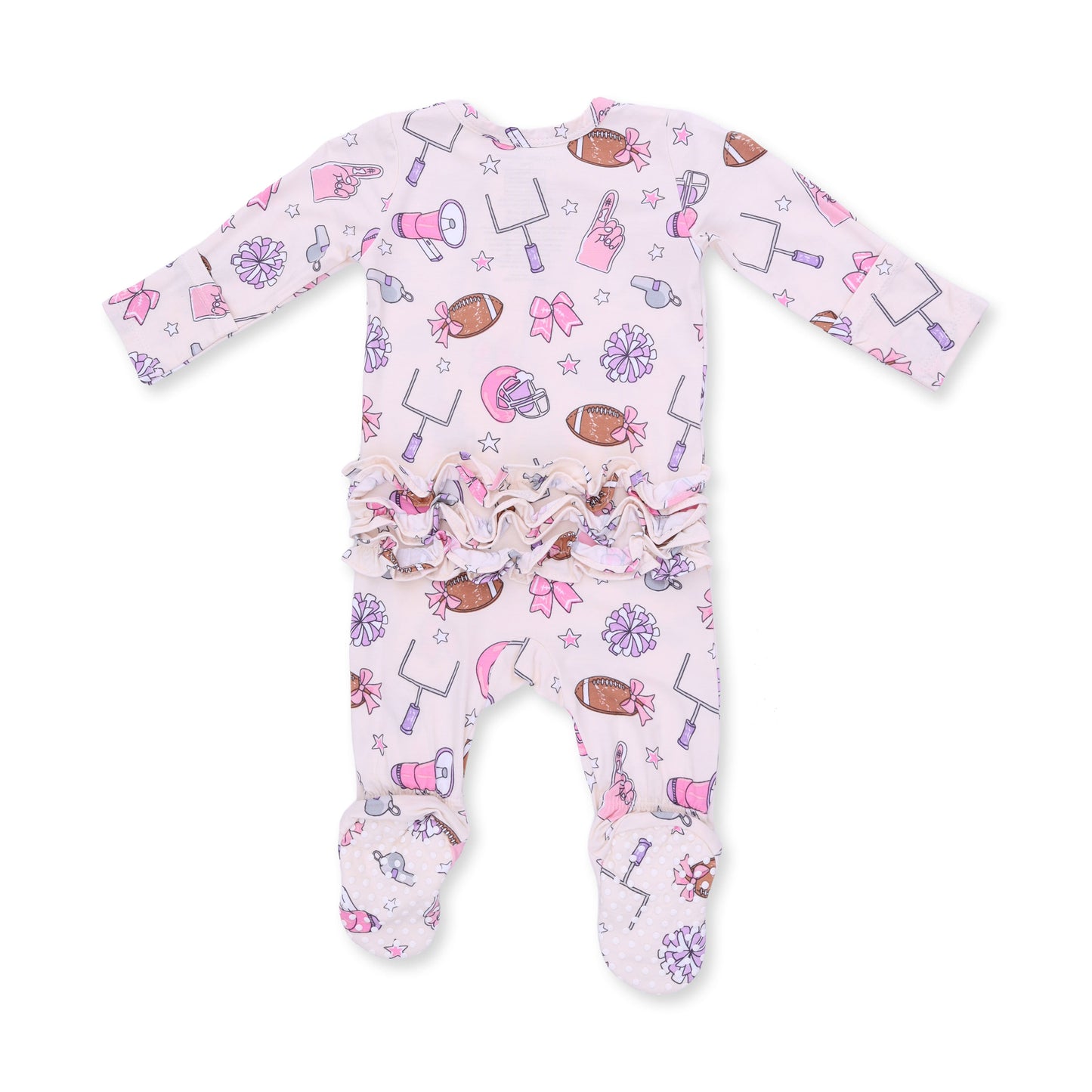 Football Cheer - 2 Way Ruffle Back Zipper Footie
