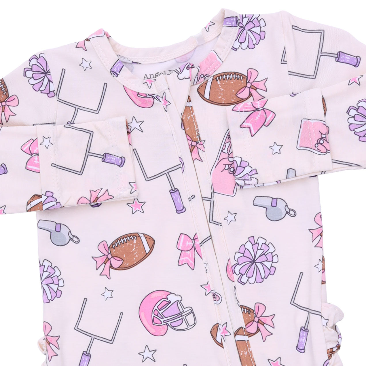 Football Cheer - 2 Way Ruffle Back Zipper Footie