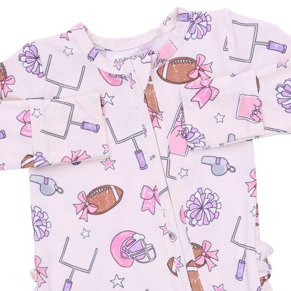 Football Cheer - 2 Way Ruffle Back Zipper Footie