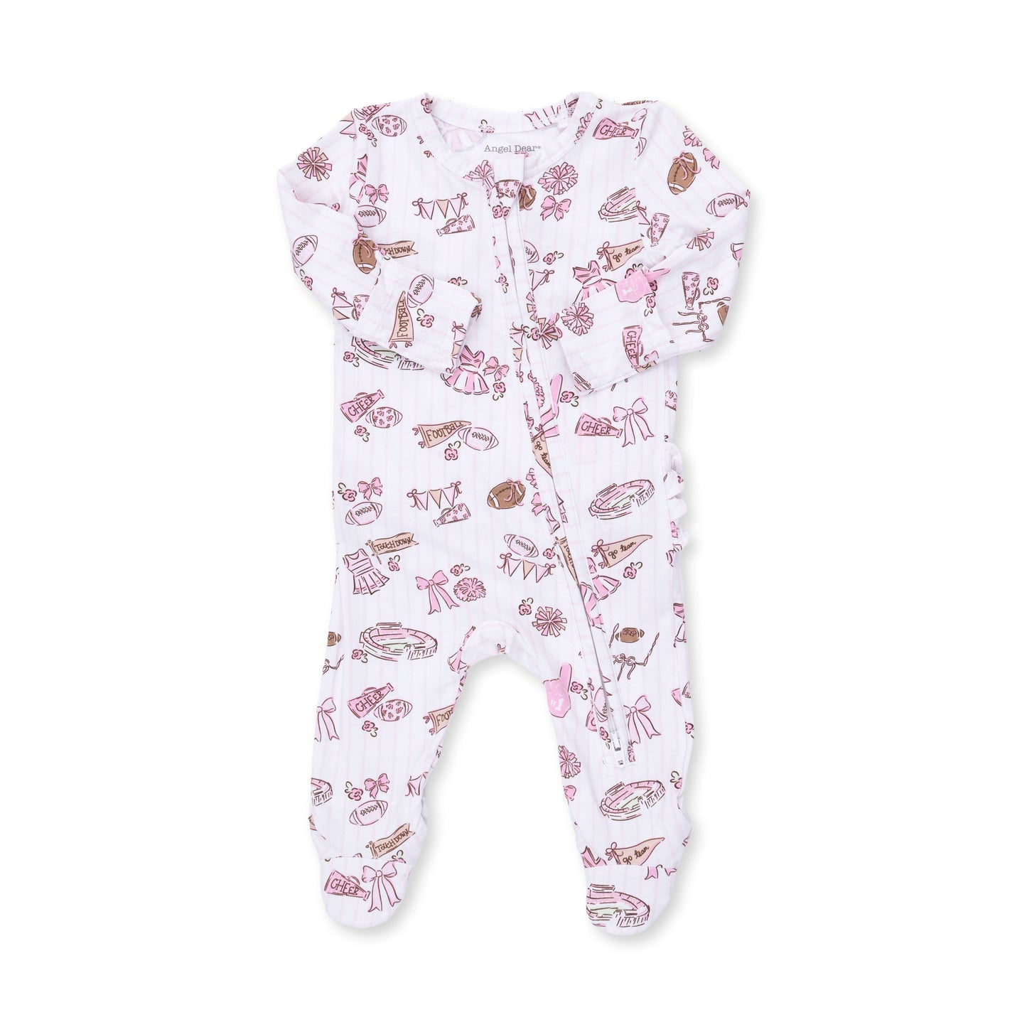 Football Cheer Nursery - 2 Way Ruffle Back Zipper Footie