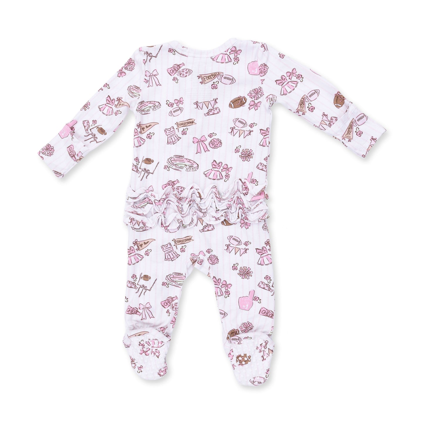 Football Cheer Nursery - 2 Way Ruffle Back Zipper Footie