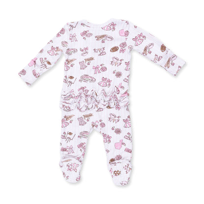 Football Cheer Nursery - 2 Way Ruffle Back Zipper Footie