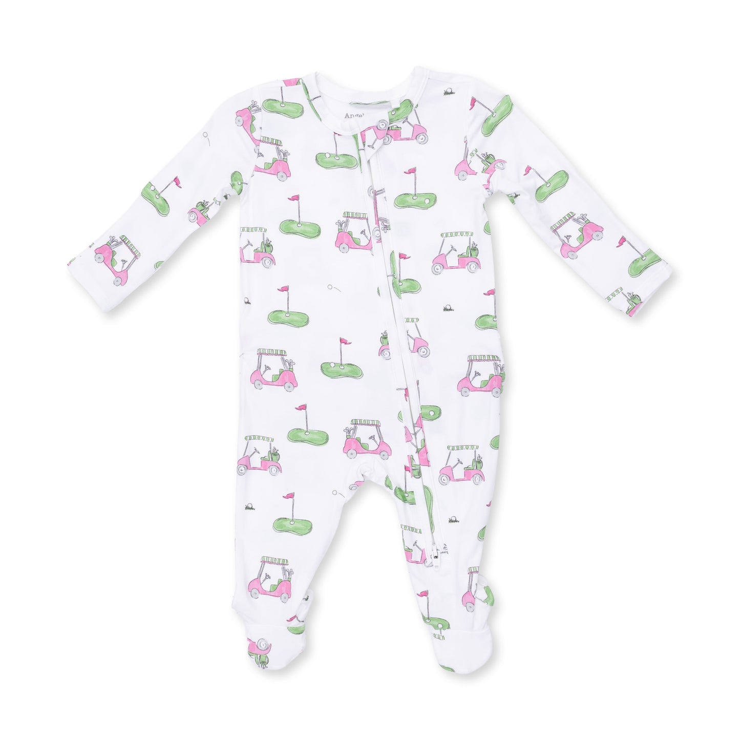 Golf Carts Pink - 2 Way Ruffle Back Zipper Footie