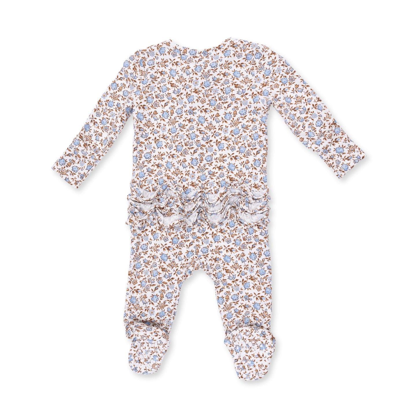 Hazel Floral - 2 Way Ruffle Back Zipper Footie