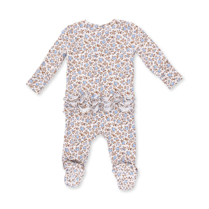Hazel Floral - 2 Way Ruffle Back Zipper Footie