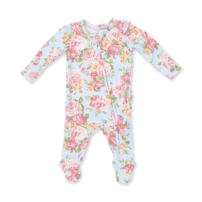 Angeline Floral - 2 Way Ruffle Back Zipper Footie