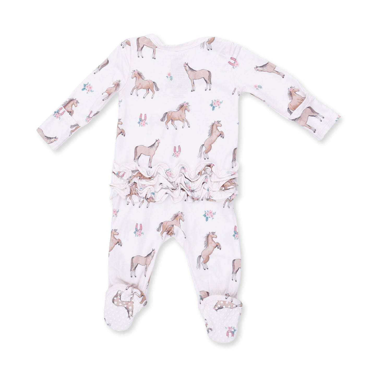I Love Horses - 2 Way Ruffle Back Zipper Footie