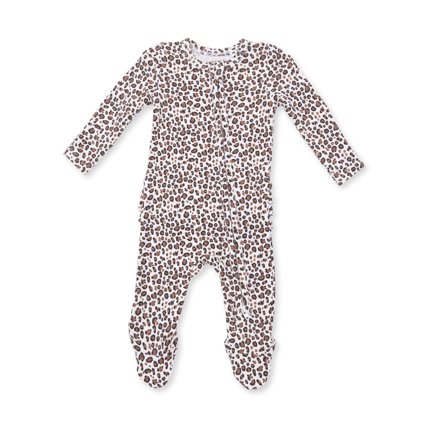 Leopard - 2 Way Ruffle Back Zipper Footie