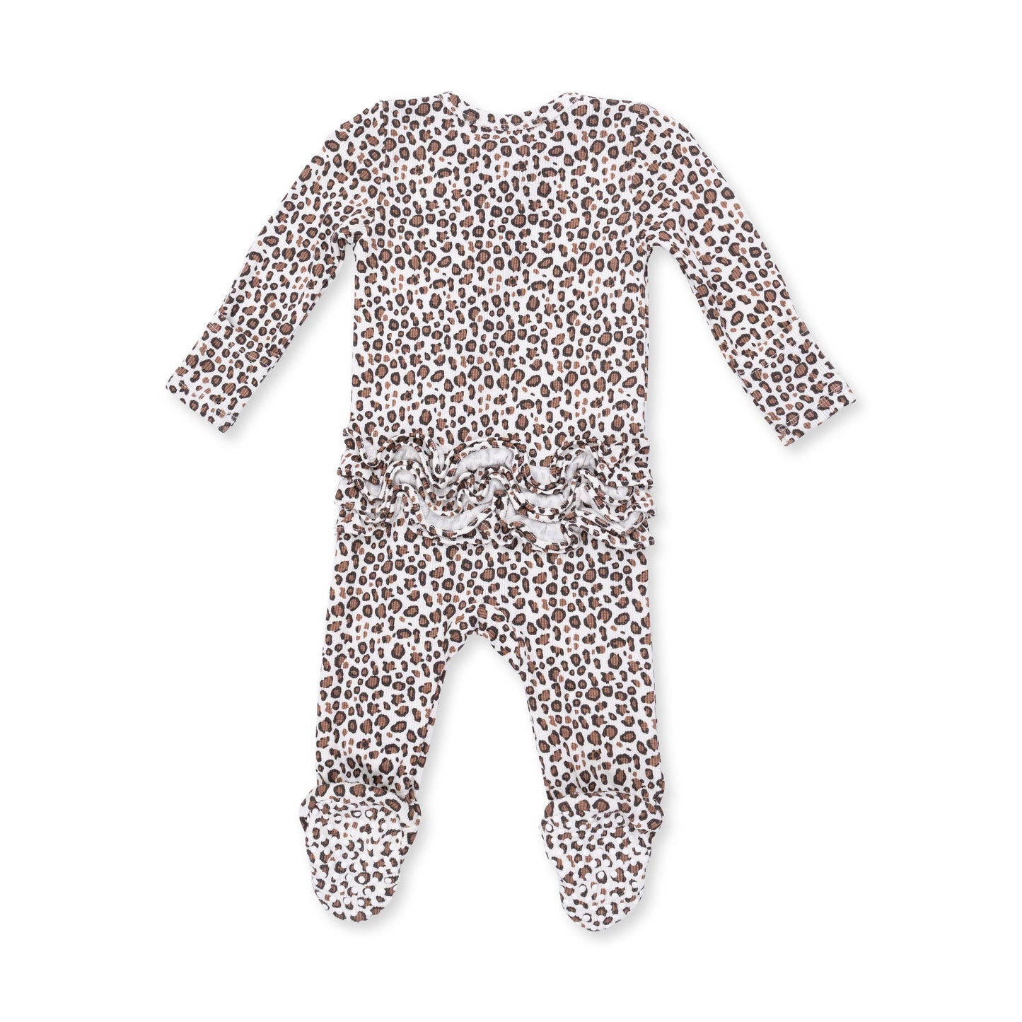 Leopard - 2 Way Ruffle Back Zipper Footie