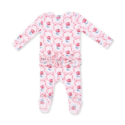 Leslie Rose - 2 Way Ruffle Back Zipper Footie