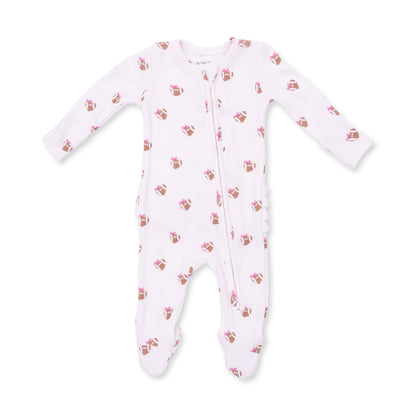 Mini Football Hearts - 2 Way Ruffle Back Zipper Footie
