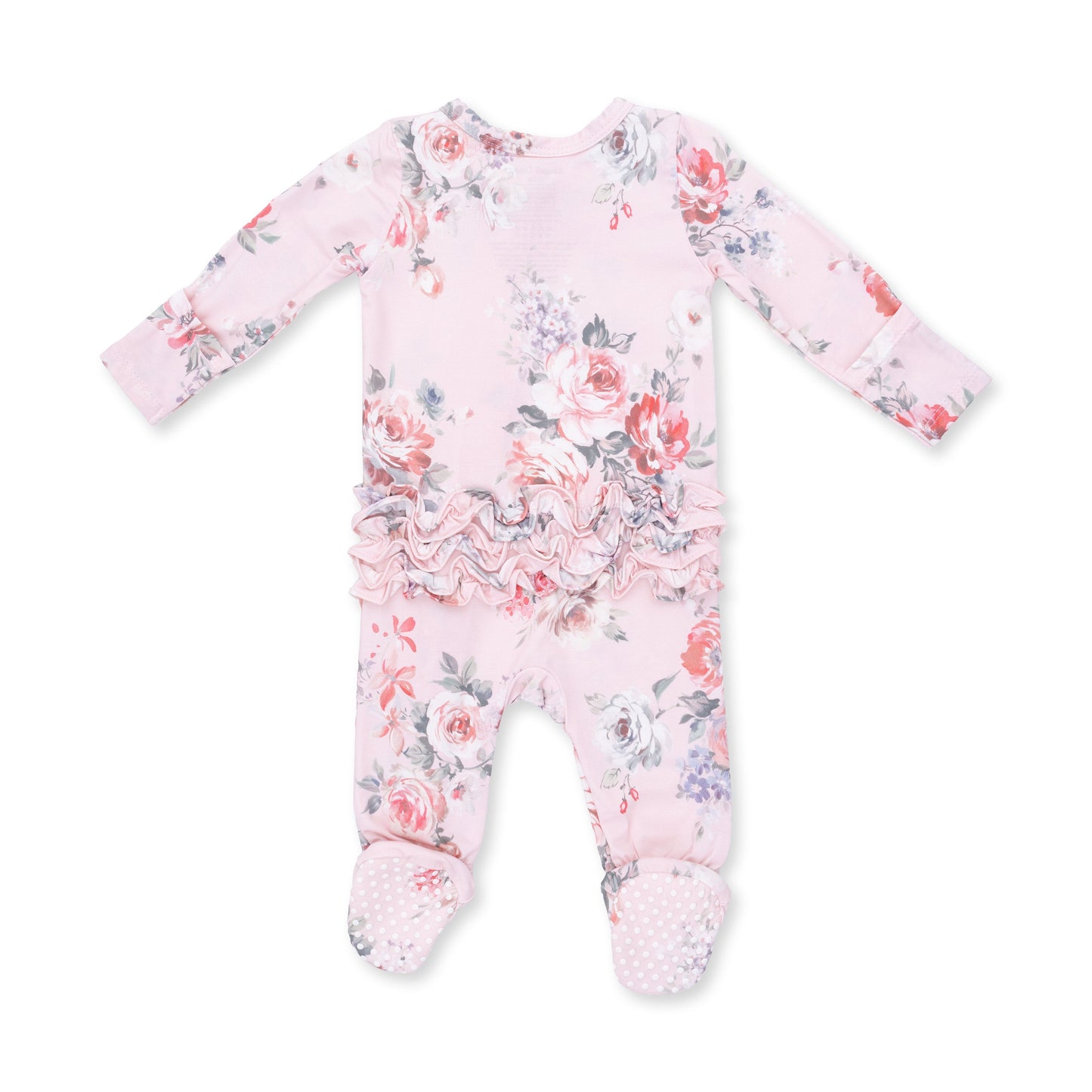 Painterly Rose Bouquets - 2 Way Ruffle Back Zipper Footie