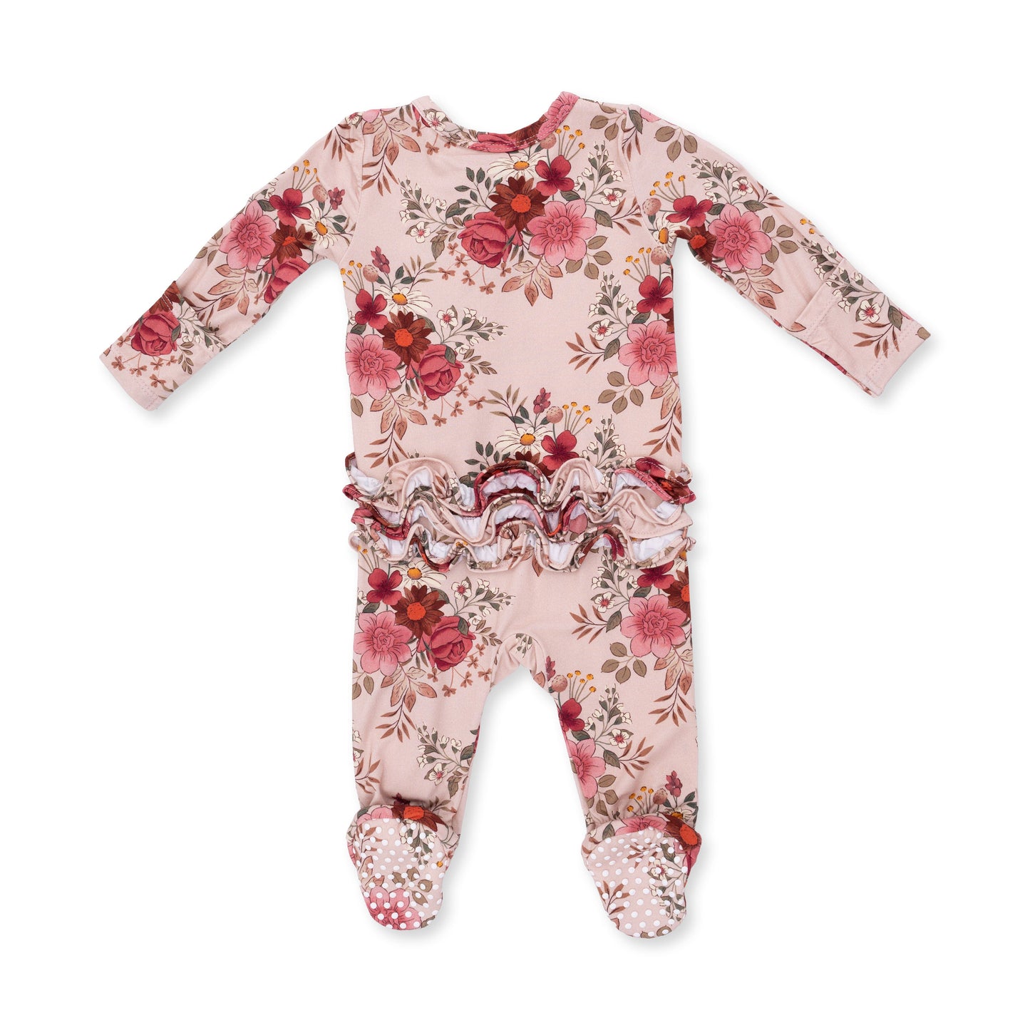 Sabrina Floral - 2 Way Ruffle Back Zipper Footie